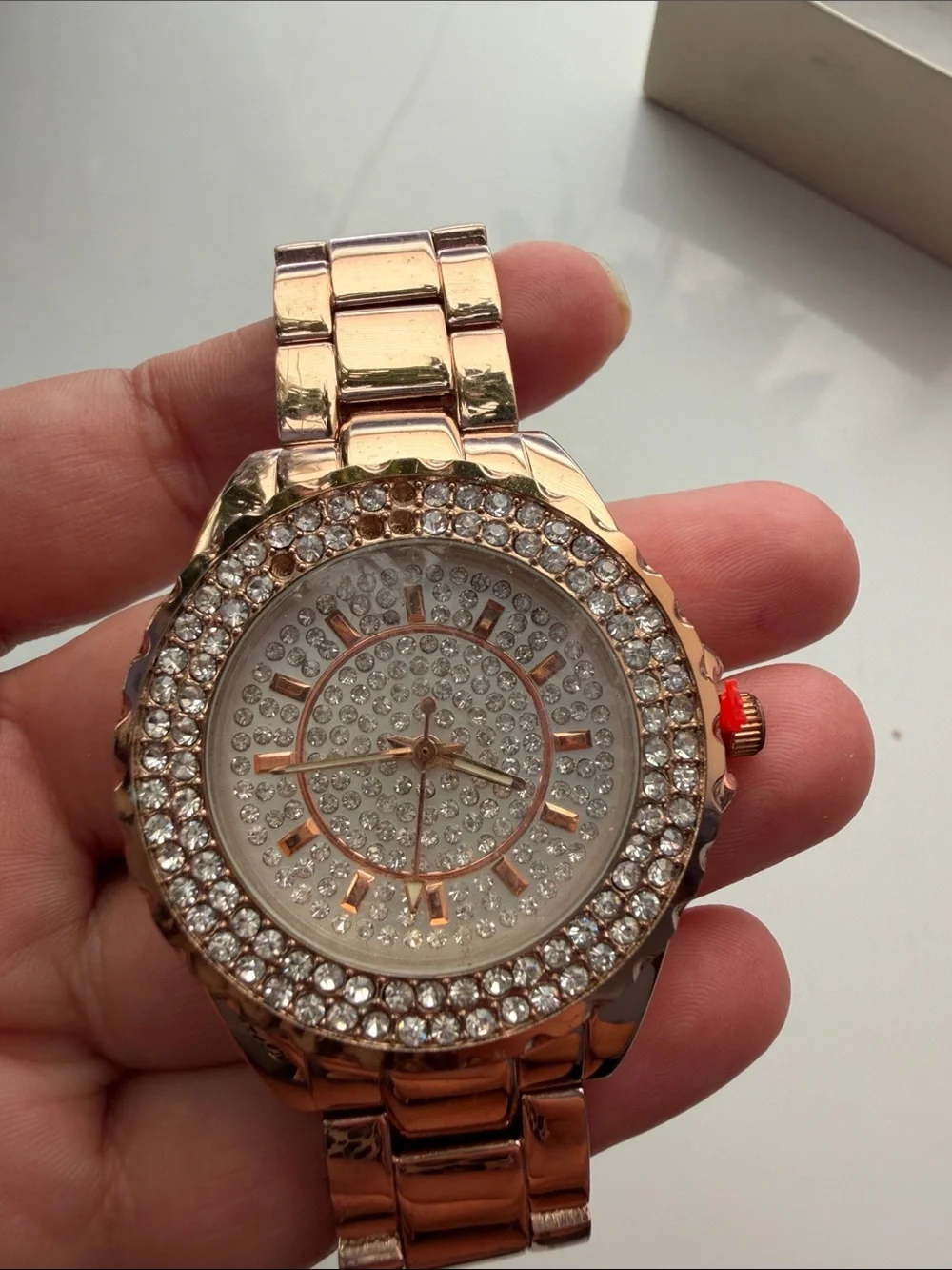 Elegant Women's Rose Gold Crystal Accent Watch